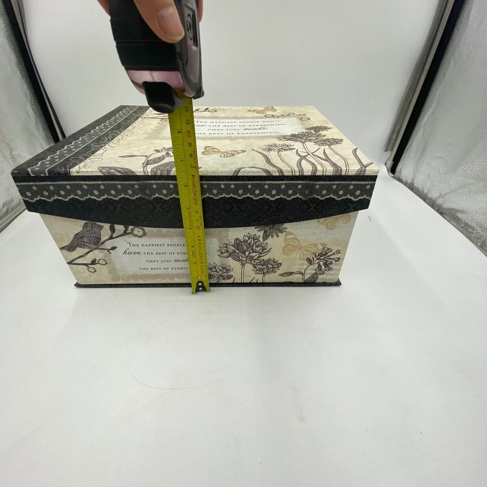 Ashland Unisex OS Decorative Storage Box Cream Floral Bird Butterfly Quote